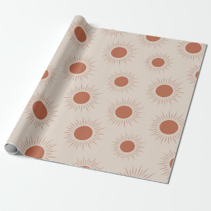 Papel De Regalo Patrón de sol abstracto boho de terracota minimali
