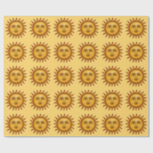 Papel De Regalo Patrón de sol amarillo.