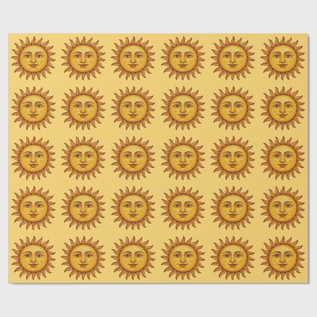 Papel De Regalo Patrón de sol amarillo. (Superficie plana)