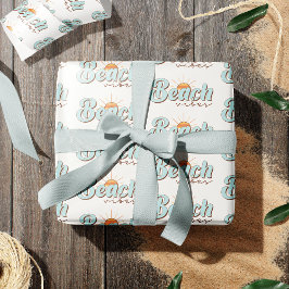 Papel De Regalo Patrón de sol de verano retro Vibes de playa