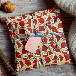 Papel De Regalo Patrón de sombrero de santa de color amarillo retr