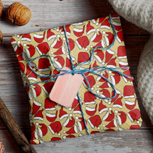Papel De Regalo Patrón de sombrero de santa de color amarillo retr