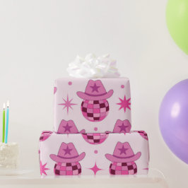Papel De Regalo Patrón de sombrero de vaquera de discoteca rosa co