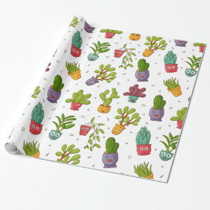 Papel De Regalo Patrón de suculentos de la naturaleza de Cactus