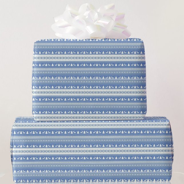 Papel De Regalo Patrón de suéter de Navidades azules y blancos (Subido por el creador)