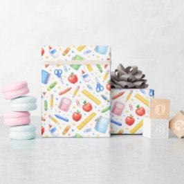 Papel De Regalo Patrón de suministros de acuarela de vuelta al col