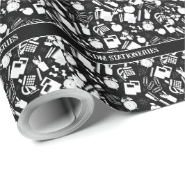 Papel De Regalo patrón de suministros escolares en blanco y negro