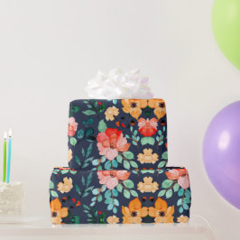 Papel De Regalo Patrón de superficie floral- Primavera decorativa