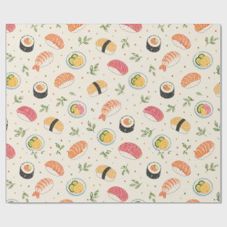 Papel De Regalo Patrón de sushi de acuarela sin fisuras con rollo