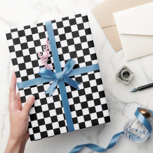 Papel De Regalo Patrón de tablero de ajedrez en negro y blanco