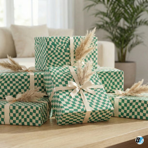 Papel De Regalo Patrón de tablero de ajedrez ondulado de crema ver