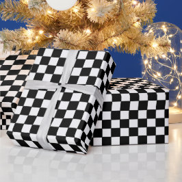 Papel De Regalo Patrón de tablero de cheques en blanco y negro