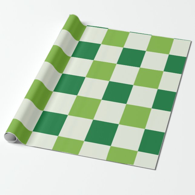 Papel De Regalo Patrón de tablero de cheques verde clásico (Desenrollado)