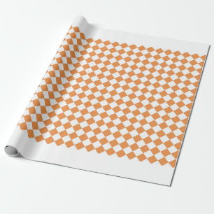 Papel De Regalo Patrón de tablero de diamantes naranja pastel