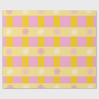 Papel De Regalo Patrón de tablero de flores coloridas retro