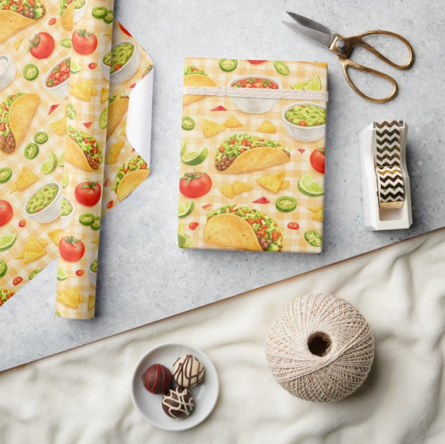 Papel De Regalo Patrón de Taco y Nacho (Artesanía)