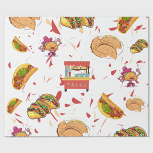 Papel De Regalo Patrón de tacos con fondo de chile seco