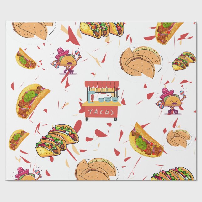 Papel De Regalo Patrón de tacos con fondo de chile seco (Superficie plana)