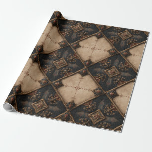 Papel De Regalo Patrón de talla de madera gótica (4)