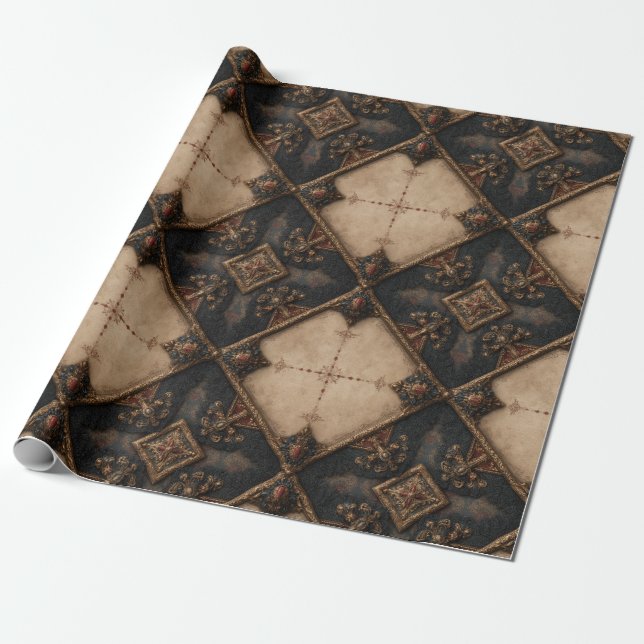 Papel De Regalo Patrón de talla de madera gótica (4) (Desenrollado)