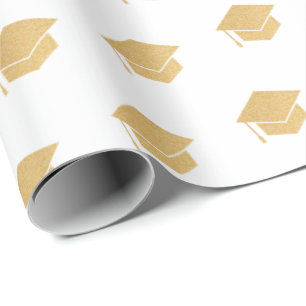 Papel De Regalo Patrón de tapón de graduación de Purpurina dorado 