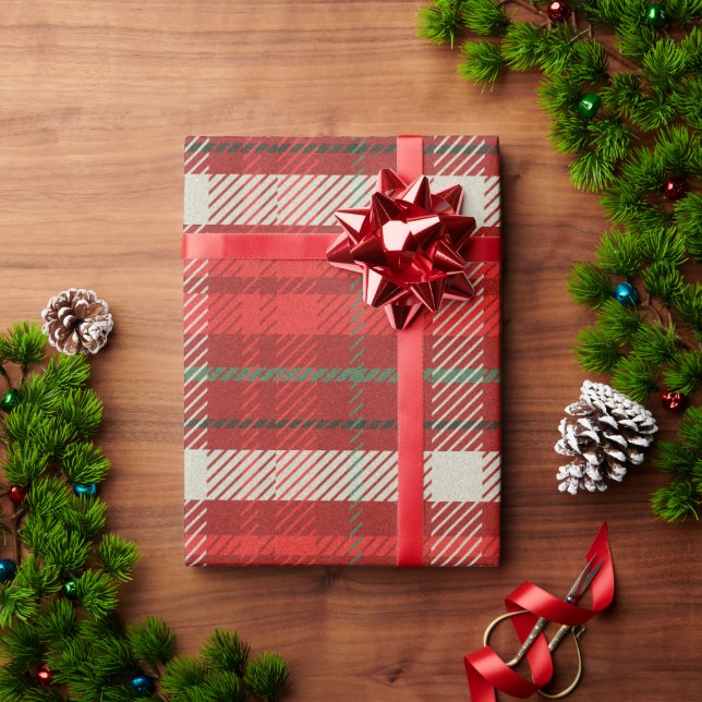 Papel De Regalo Patrón de Tartán colocado por los navidades (Regalo de vacaciones)