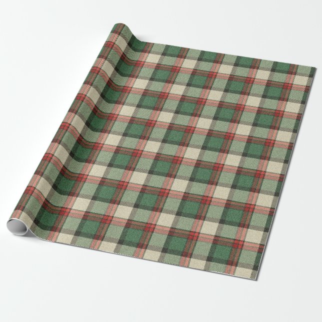 Papel De Regalo Patrón de Tartán colocado por los navidades (Desenrollado)