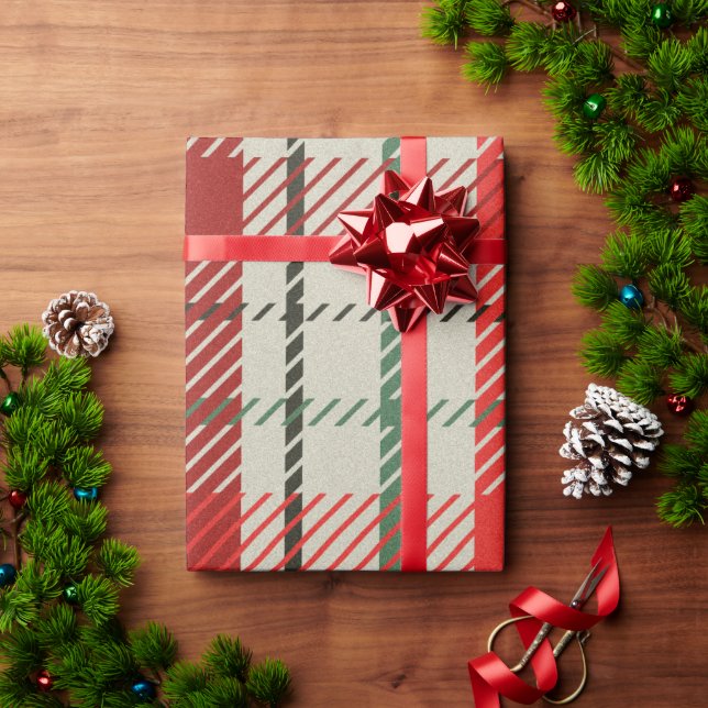 Papel De Regalo Patrón de Tartán colocado por los navidades (Regalo de vacaciones)
