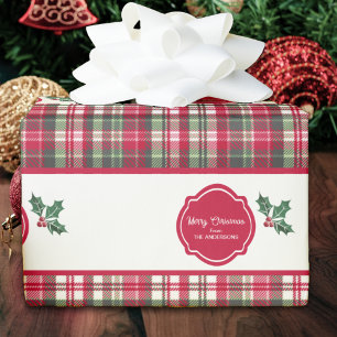 Papel De Regalo Patrón de tartán y decoración personalizada de Nav