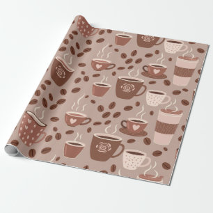 Papel De Regalo Patrón de taza de café acogedor (4)