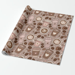 Papel De Regalo Patrón de taza de café acogedor (6)