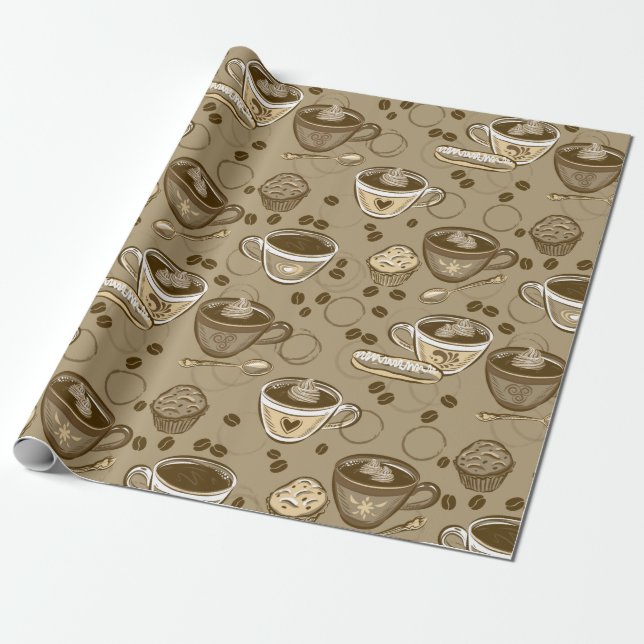Papel De Regalo Patrón de tazas de café (Desenrollado)