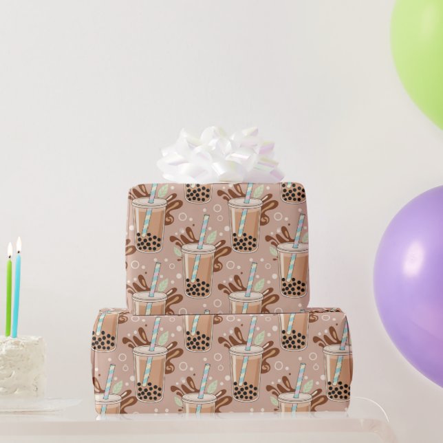 Papel De Regalo Patrón de té de burbujas lindo (Regalos de fiesta)