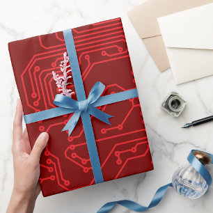 Papel De Regalo Patrón de tecnología de placa de circuito rojo ret