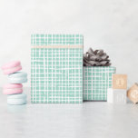 Papel De Regalo Patrón de tejer rústico Aqua Blue moderno<br><div class="desc">Este moderno diseño de papel envuelto presenta un patrón cruzado a mano en blanco sobre un divertido fondo azul acuático...  ¡Una magnífica elección para muchas ocasiones!</div>