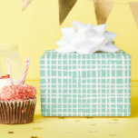 Papel De Regalo Patrón de tejer rústico Aqua Blue moderno<br><div class="desc">Este moderno diseño de papel envuelto presenta un patrón cruzado a mano en blanco sobre un divertido fondo azul acuático...  ¡Una magnífica elección para muchas ocasiones!</div>