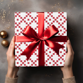 Papel De Regalo Patrón de tejido rojo blanco navidad