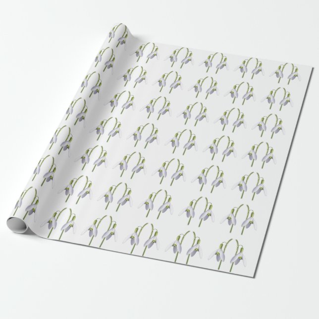 Papel De Regalo Patrón de tela de Snowdrop. (Desenrollado)