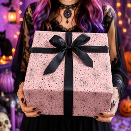 Papel De Regalo Patrón de telaraña celestial rosa y negro
