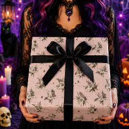 Papel De Regalo Patrón de telaraña floral blanca gótica