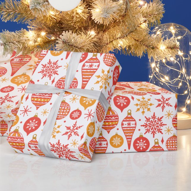 Papel De Regalo Patrón de temas de los Navidades de bolas rojas (Vacaciones)