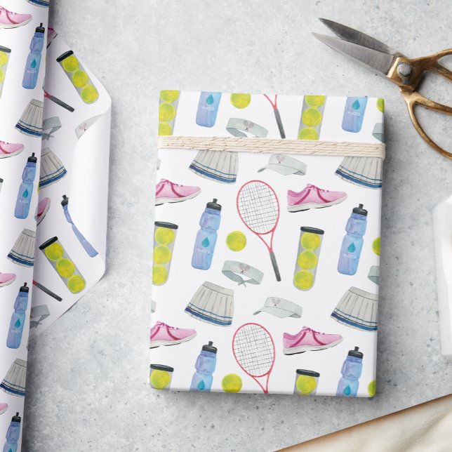 Papel De Regalo Patrón de tenis rosa acuarela (Subido por el creador)