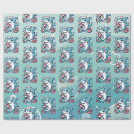 Papel De Regalo Patrón de tiburón Kawaii Boba
