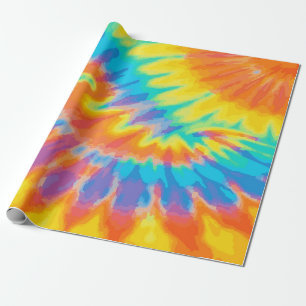 Papel De Regalo Patrón de Tie-Dye Naranja, Amarillo y Púrpura Vibr