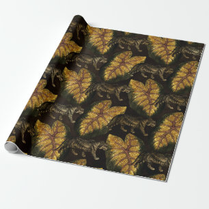 Papel De Regalo Patrón de tigre de la jungla con brillo dorado