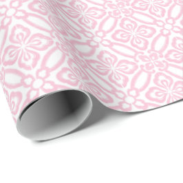Papel De Regalo Patrón De Tile Italiano Rosa Y Blanco