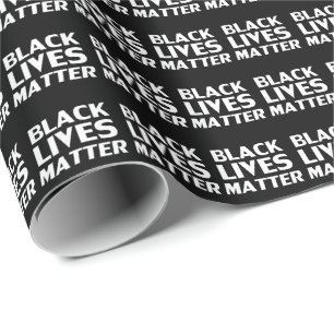 Papel De Regalo Patrón de tipografía blanco negro de Black Lives M