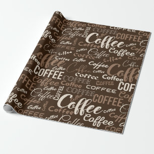 Papel De Regalo Patrón de tipografía de café vintage (3)