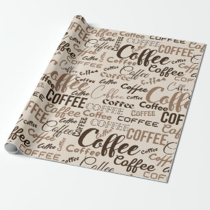 Papel De Regalo Patrón de tipografía de café vintage (4)