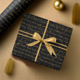 Papel De Regalo Patrón de tipografía de Navidades de oro negro#36 